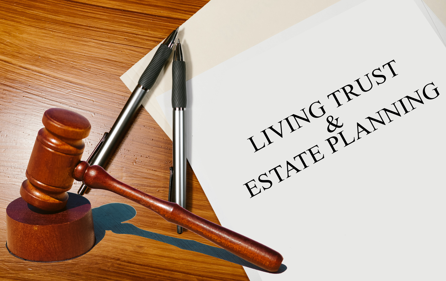 Living trusts and estate planning document on a desk